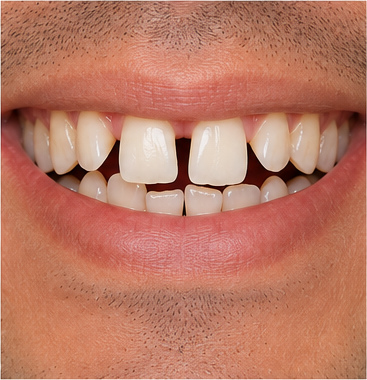 Antes ilustrativo de reabilitação do sorriso